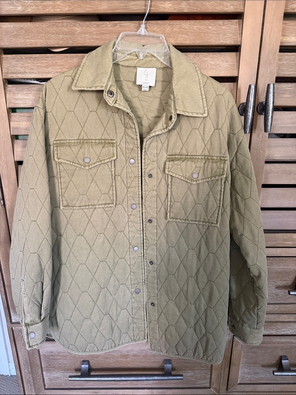 Joie Olive Quilted Lightweight Shirt Jacket